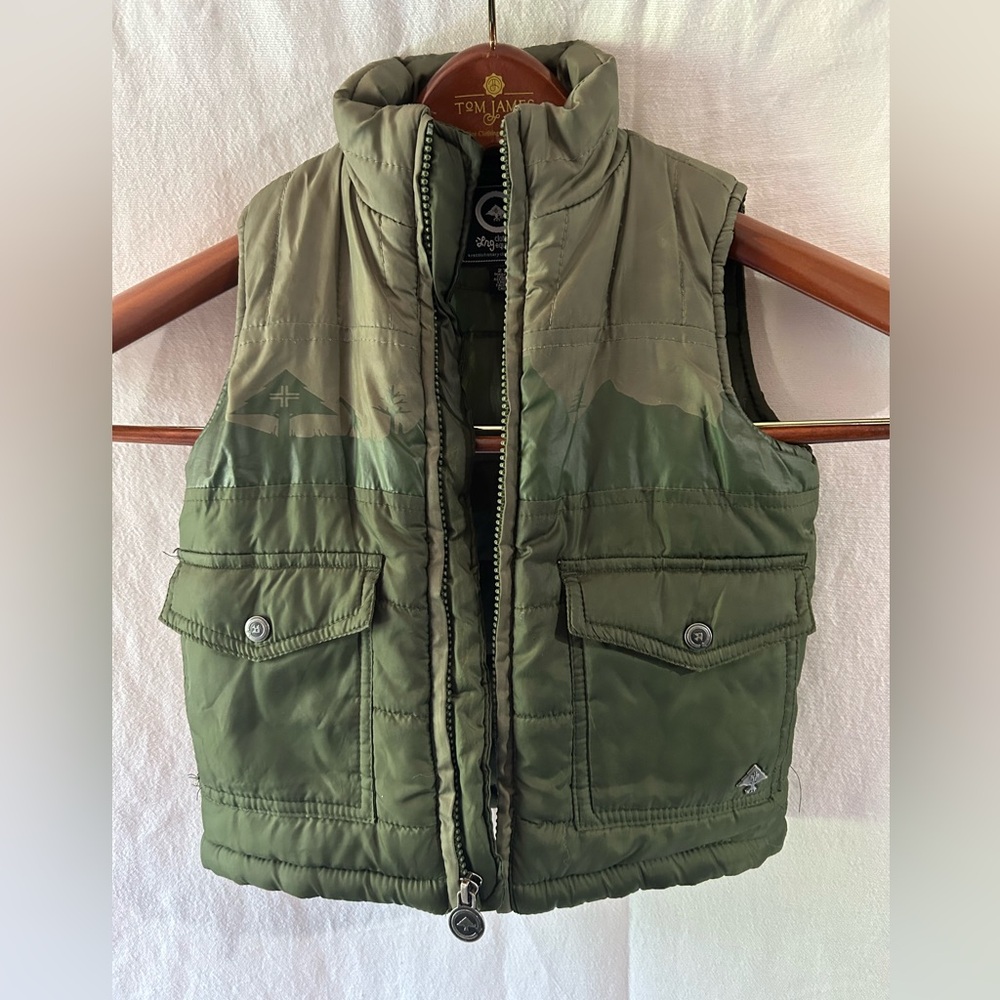 LRG Kids Green Puffer Vest Trees 2T Olive Streetwear Fall Winter
